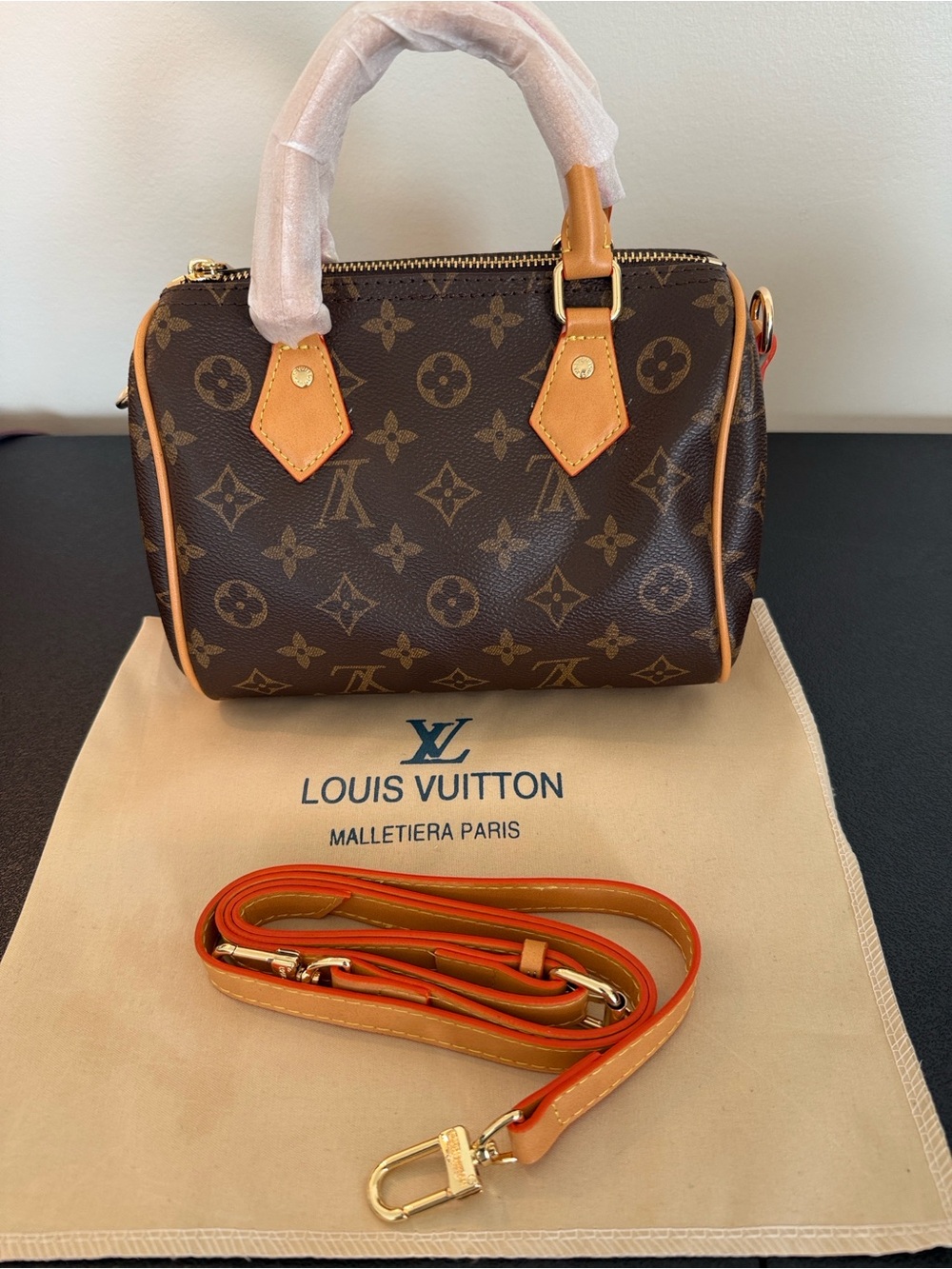 Monogram Mini (nano) Canvas with Tan Trim (16cm)